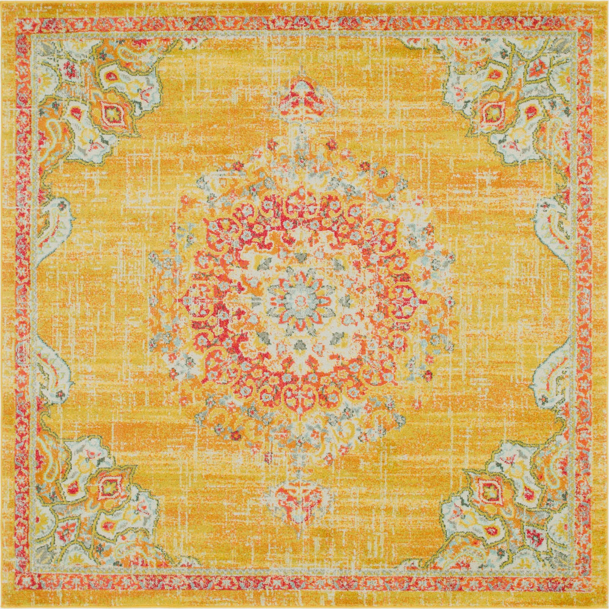 Brighton Terrace Collection Area Rug - Hove (Gold) Square Gold  lifestyle 18