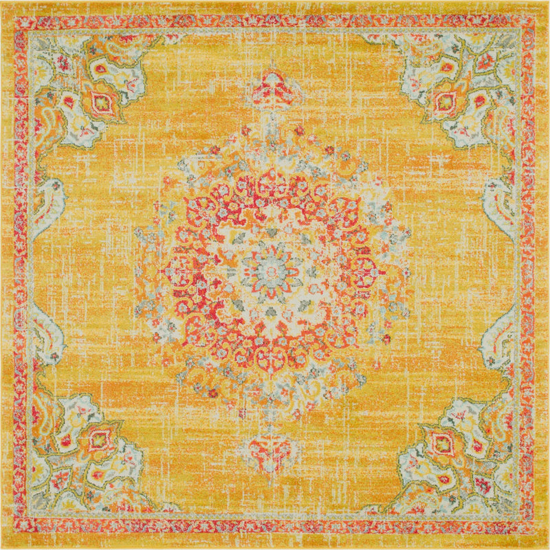 Brighton Terrace Collection Area Rug - Hove (Gold) Square Gold  lifestyle 18