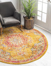 Brighton Terrace Collection Area Rug - Hove (Gold) Round Gold  lifestyle 24