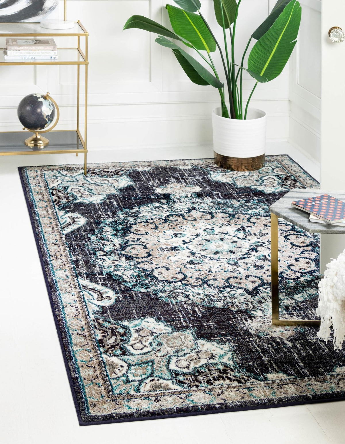 Brighton Terrace Collection Area Rug - Hove (Navy Blue) Rectangle Navy Blue  lifestyle 2