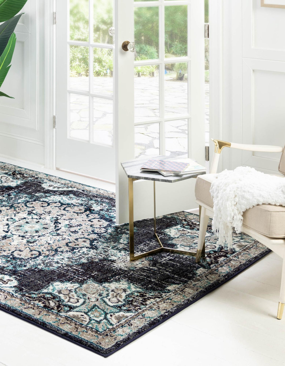 Brighton Terrace Collection Area Rug - Hove (Navy Blue) Rectangle Navy Blue  lifestyle 3
