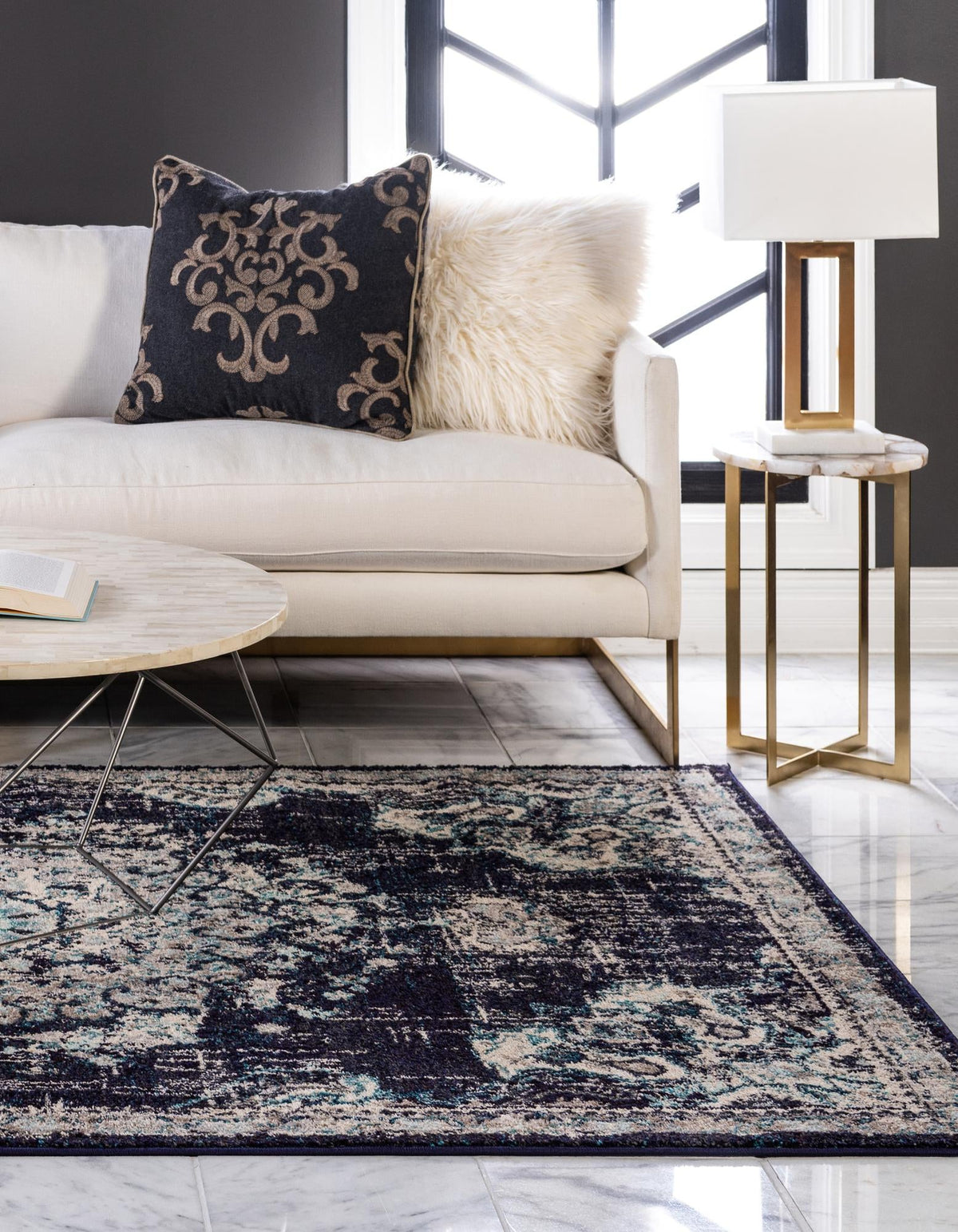 Brighton Terrace Collection Area Rug - Hove (Navy Blue) Rectangle Navy Blue  lifestyle 4