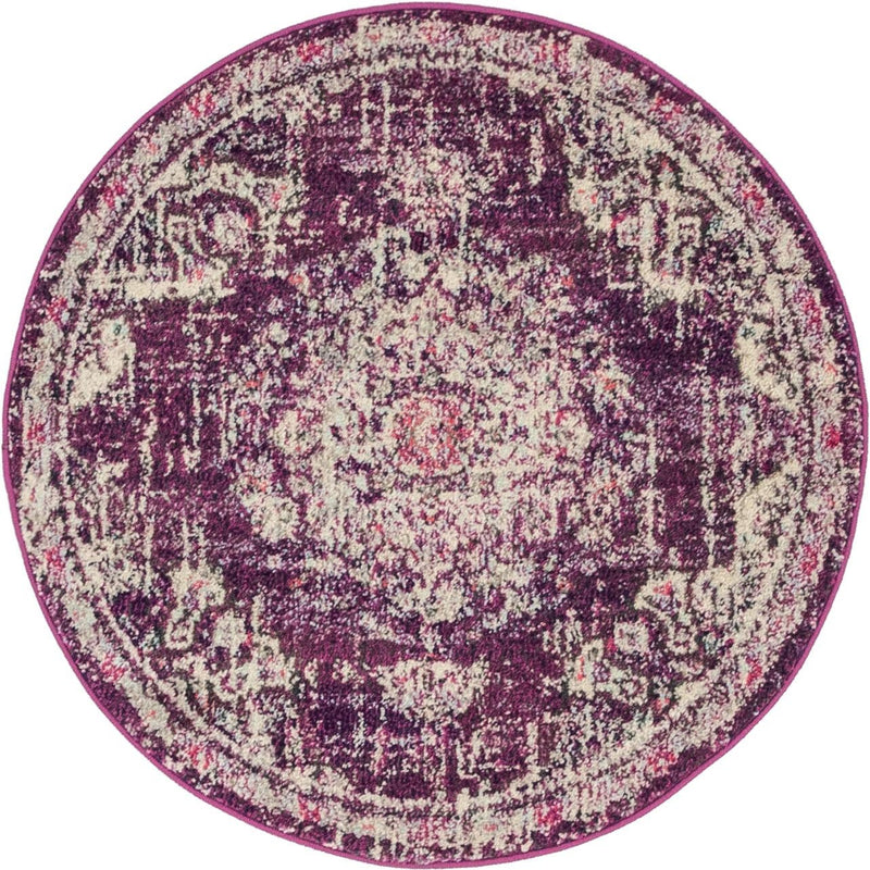 Brighton Terrace Collection Area Rug - Hove (Purple) Round Purple  lifestyle 14