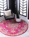 Brighton Terrace Collection Area Rug - Hove (Magenta) Round Magenta  lifestyle 15