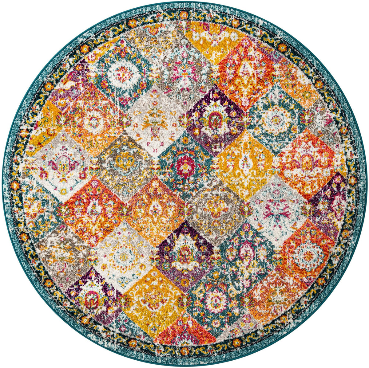Brighton Terrace Collection Area Rug -  Rottingdean (Multi) Round Multi  lifestyle 19