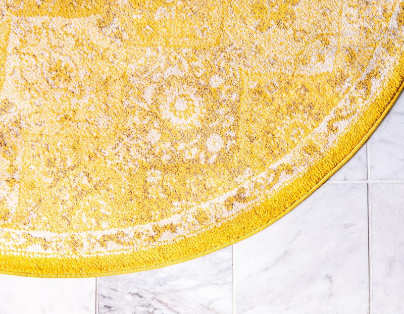 Brighton Terrace Collection Area Rug -  Rottingdean (Yellow) Round Yellow  lifestyle 55