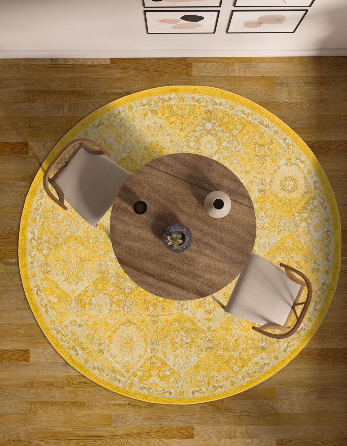 Brighton Terrace Collection Area Rug -  Rottingdean (Yellow) Round Yellow  lifestyle 59