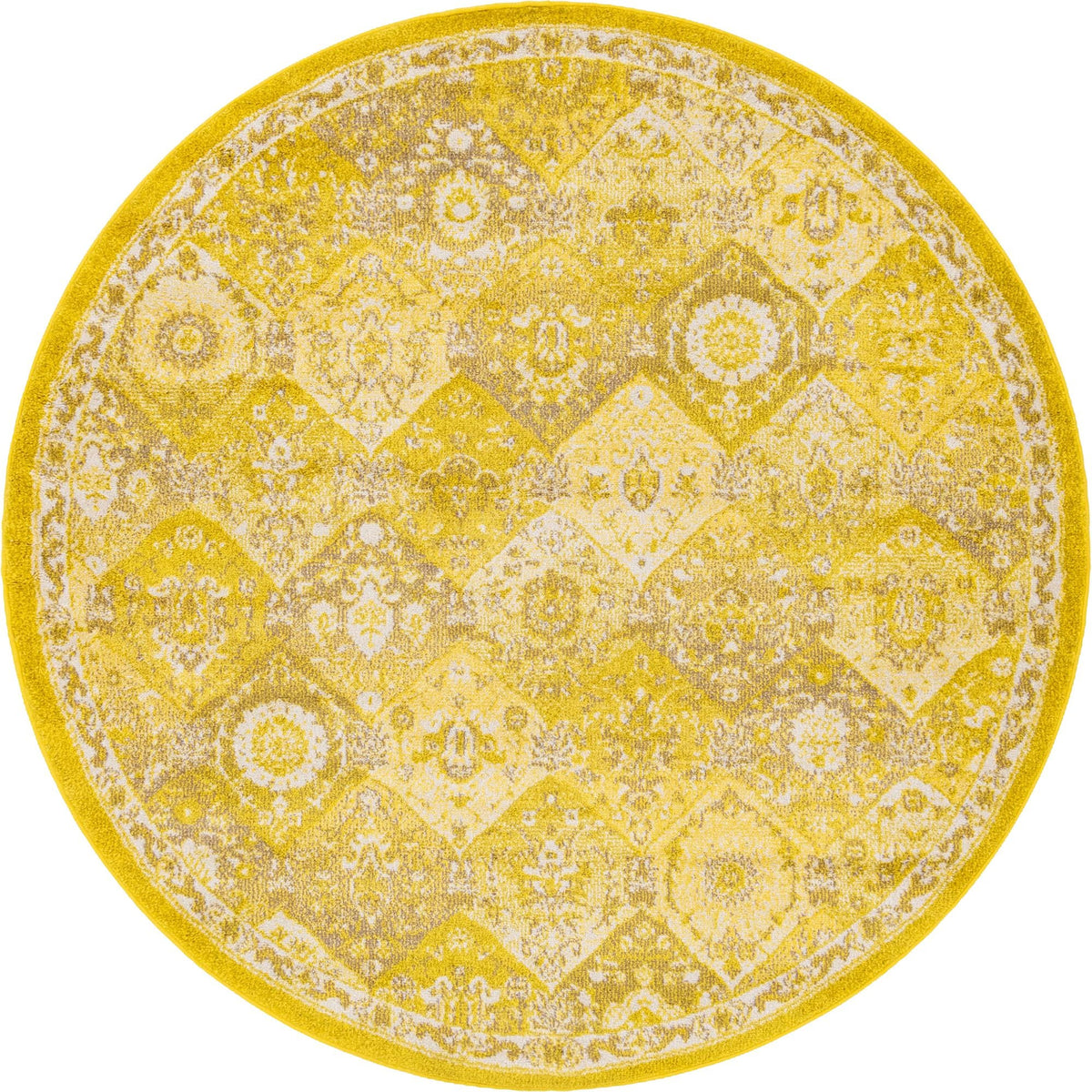 Brighton Terrace Collection Area Rug -  Rottingdean (Yellow) Round Yellow  lifestyle 16