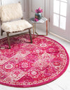 Brighton Terrace Collection Area Rug -  Rottingdean (Magenta) Round Magenta  lifestyle 15