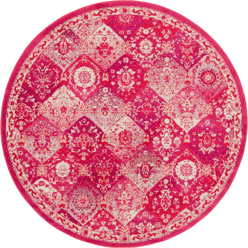 Brighton Terrace Collection Area Rug -  Rottingdean (Magenta) Round Magenta  lifestyle 12