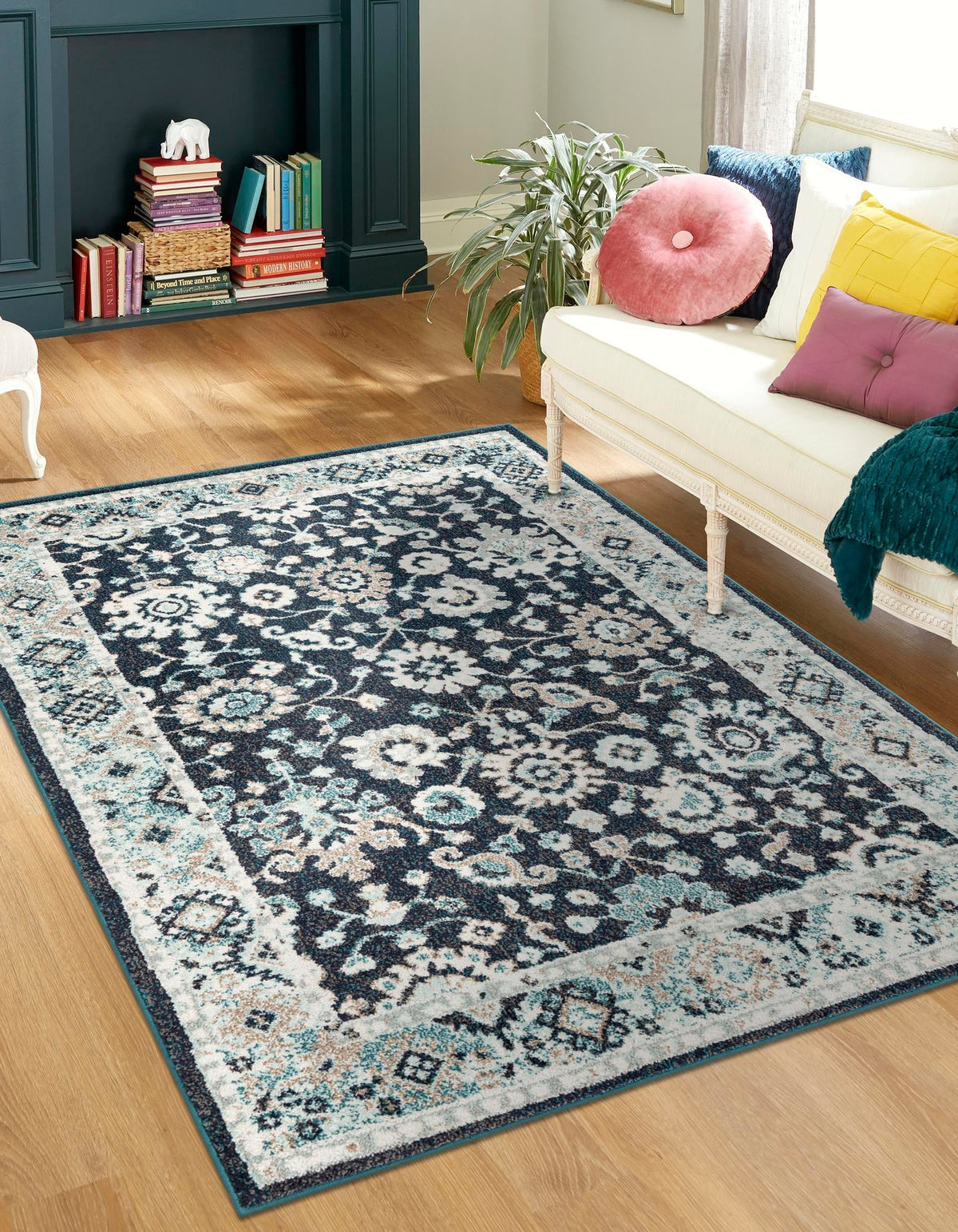 Brighton Terrace Collection Area Rug -  Woodingdean Rectangle Navy Blue  lifestyle 8