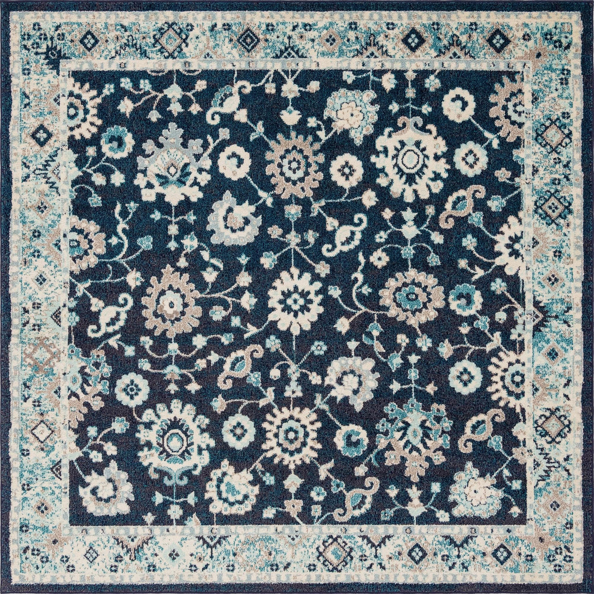 Brighton Terrace Collection Area Rug -  Woodingdean Square Navy Blue  lifestyle 50