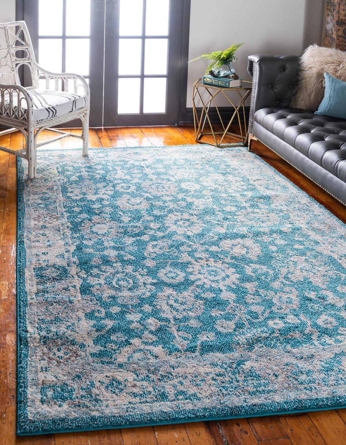 Brighton Terrace Collection Area Rug -  Woodingdean Rectangle Turquoise  lifestyle 4