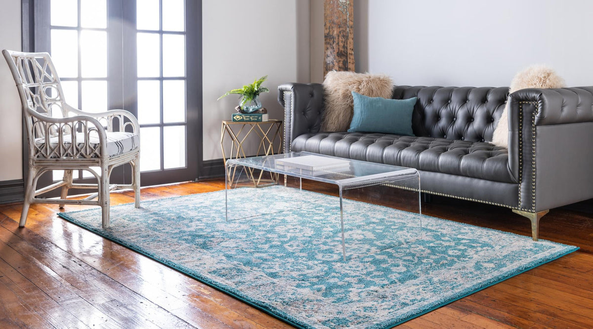 Brighton Terrace Collection Area Rug -  Woodingdean Rectangle Turquoise  lifestyle 7
