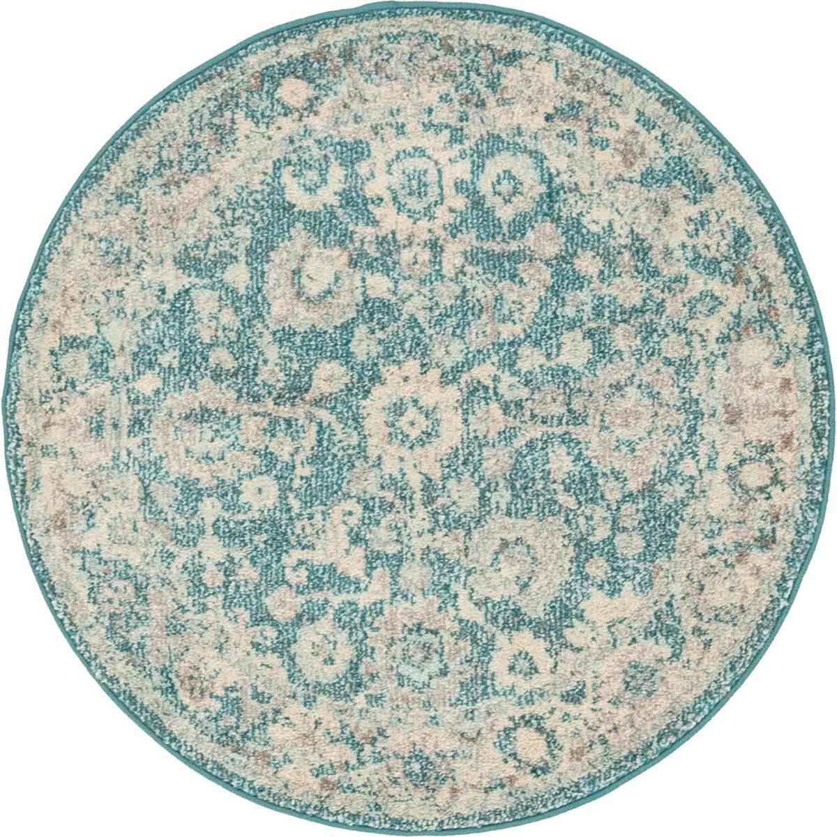 Brighton Terrace Collection Area Rug -  Woodingdean Round Turquoise  lifestyle 46