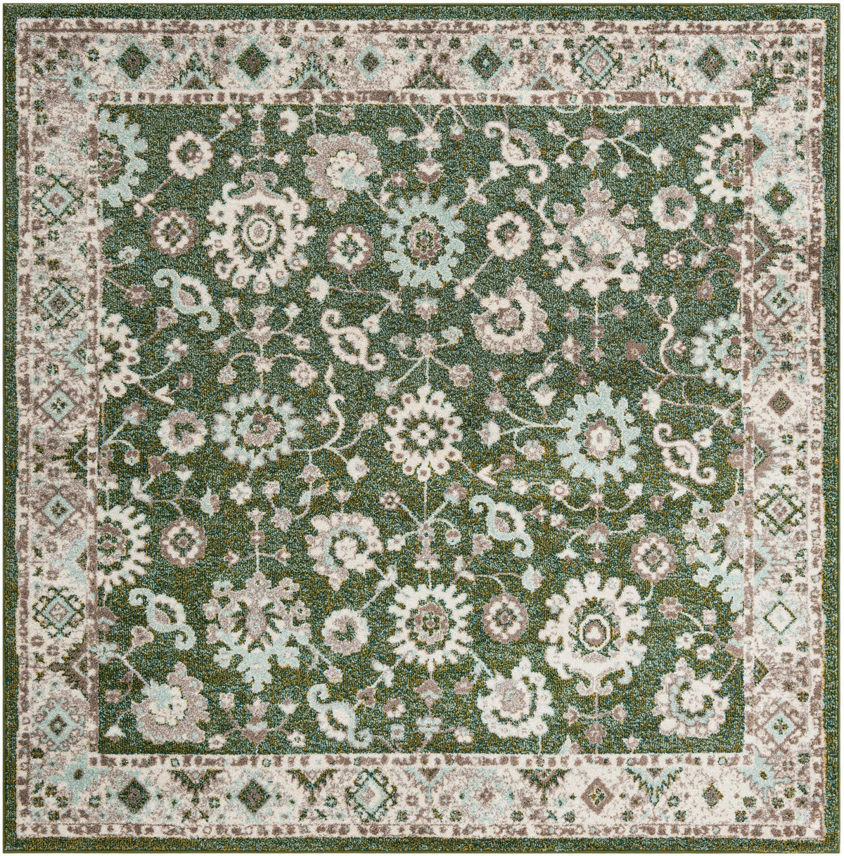 Brighton Terrace Collection Area Rug -  Woodingdean Square Green  lifestyle 99