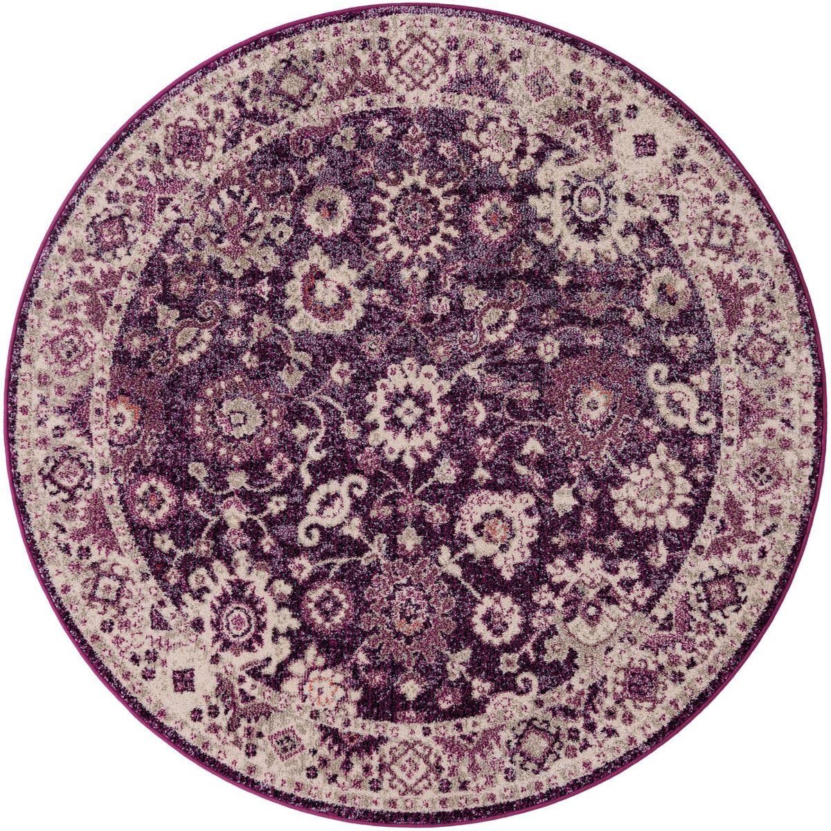 Brighton Terrace Collection Area Rug -  Woodingdean Round Purple  lifestyle 101