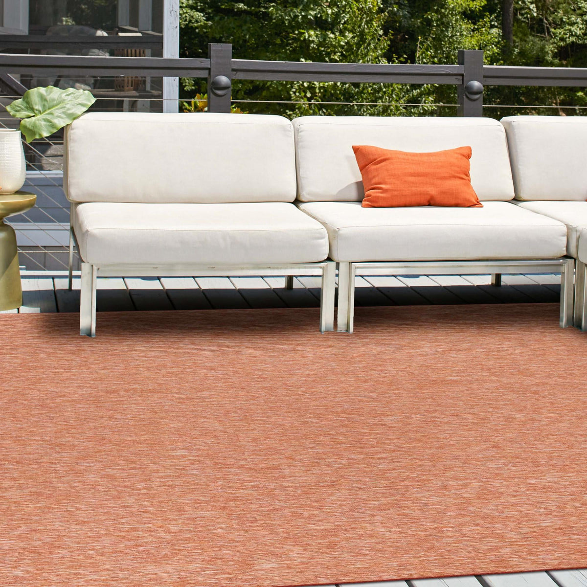 Seaside Serenity Collection Area Rug - Santorini Square Terracotta  lifestyle 68