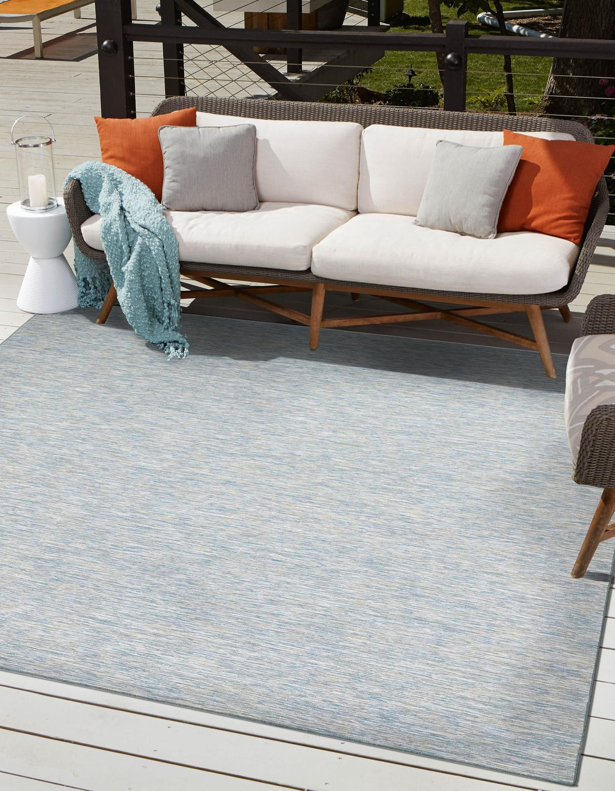 Seaside Serenity Collection Area Rug - Santorini Square Blue  lifestyle 3