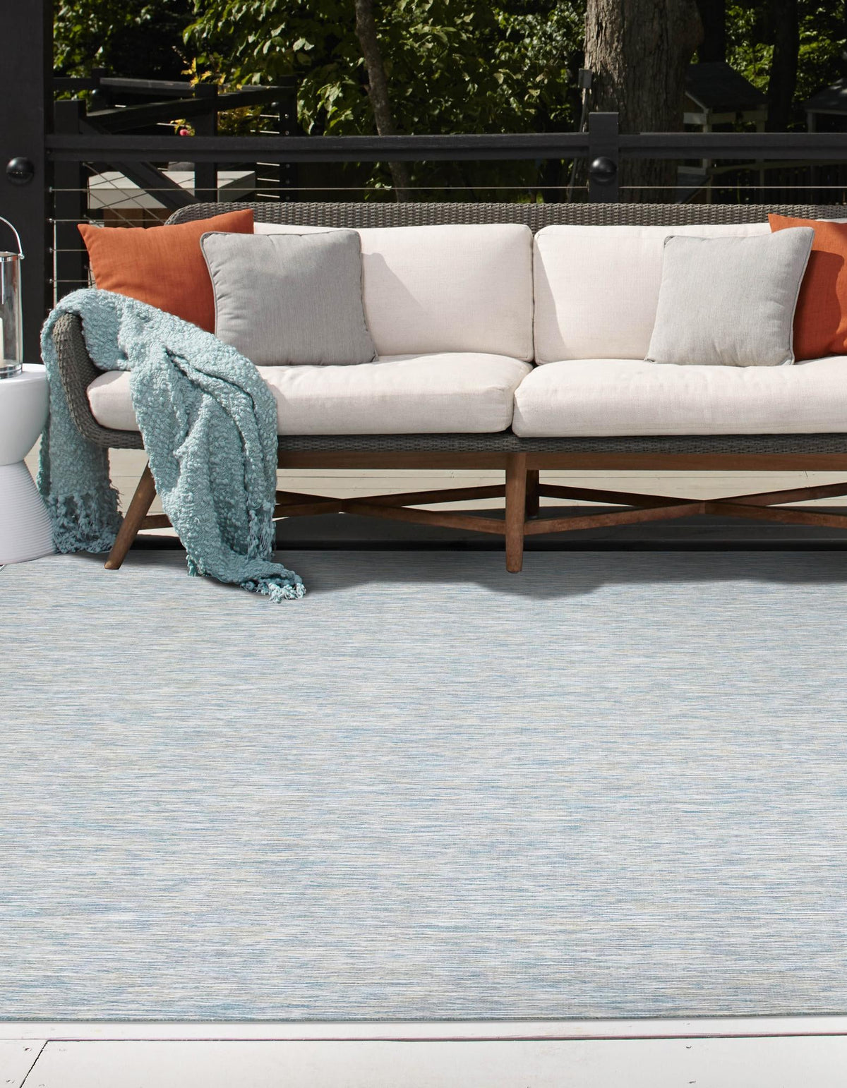 Seaside Serenity Collection Area Rug - Santorini Square Blue  lifestyle 8