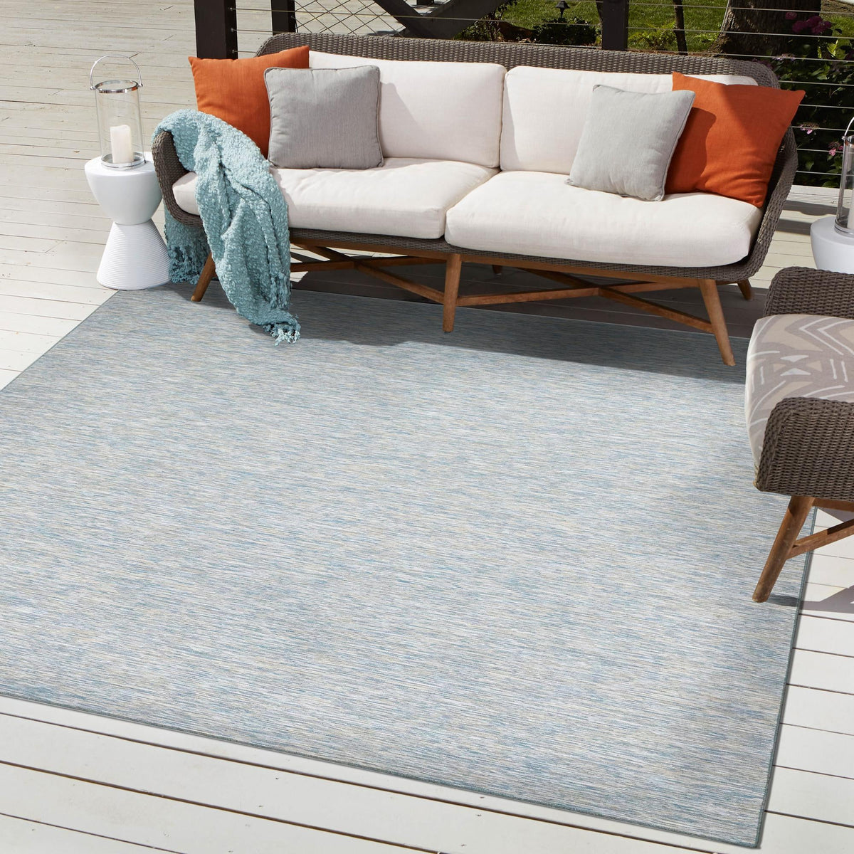 Seaside Serenity Collection Area Rug - Santorini Square Blue  lifestyle 35