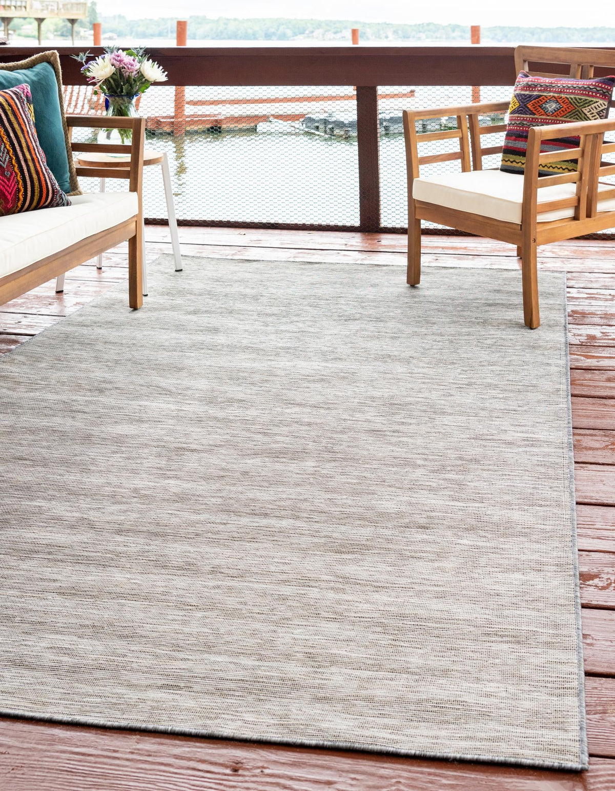 Seaside Serenity Collection Area Rug - Santorini Rectangle Gray  lifestyle 3