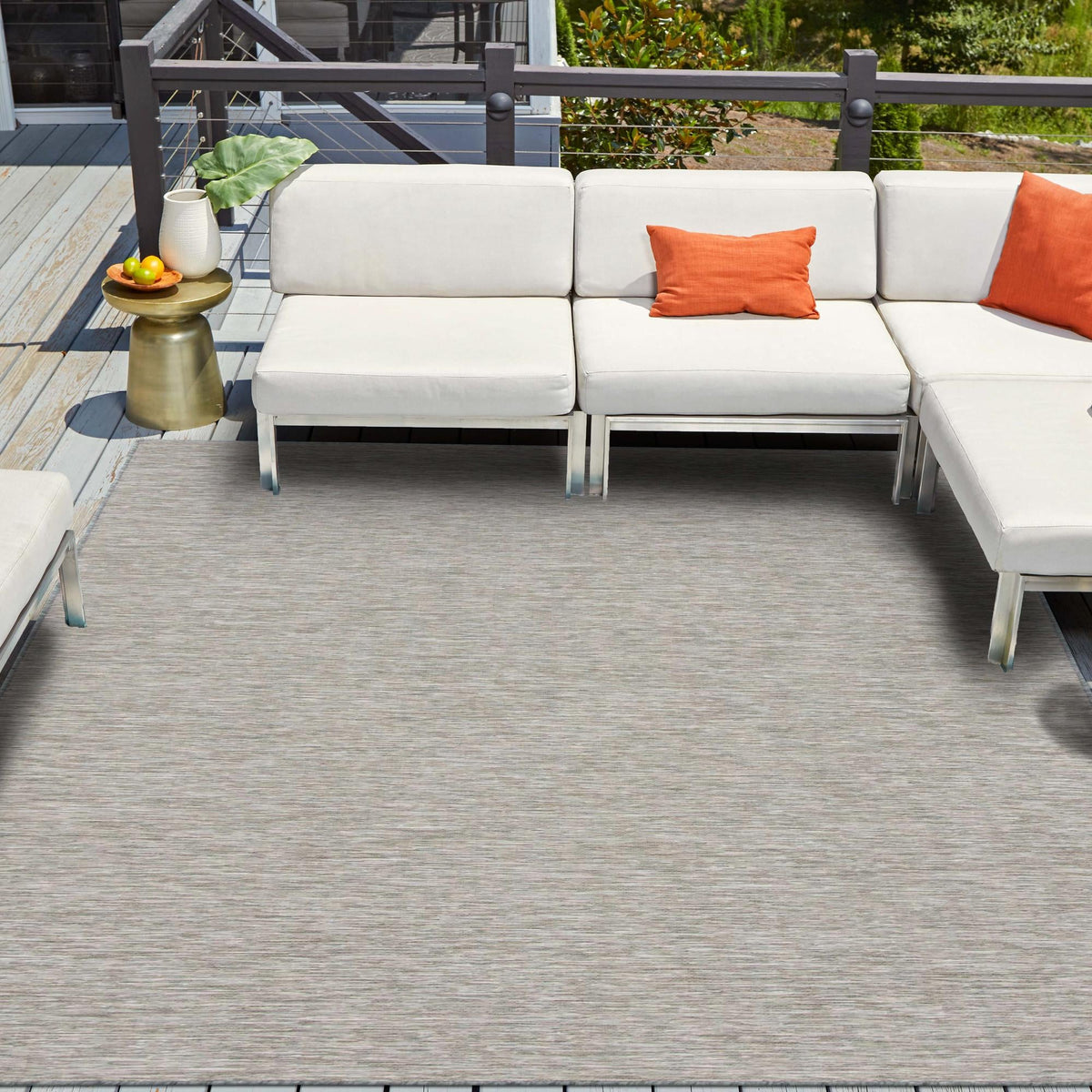 Seaside Serenity Collection Area Rug - Santorini Square Gray  lifestyle 61