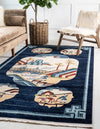Silk Road Serenity Collection Area Rug -  Bukhara Rectangle Navy Blue  lifestyle 2
