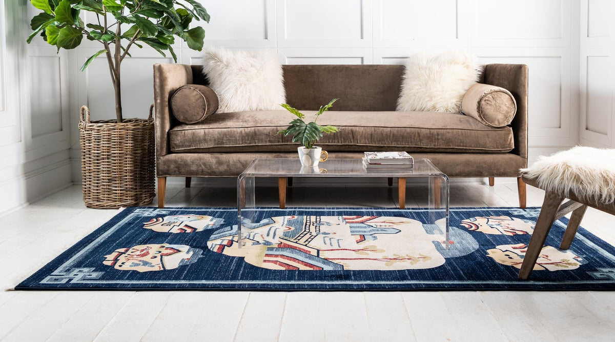 Silk Road Serenity Collection Area Rug -  Bukhara Rectangle Navy Blue  lifestyle 4