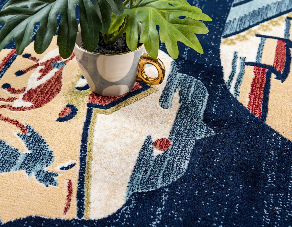 Silk Road Serenity Collection Area Rug -  Bukhara Rectangle Navy Blue  lifestyle 6
