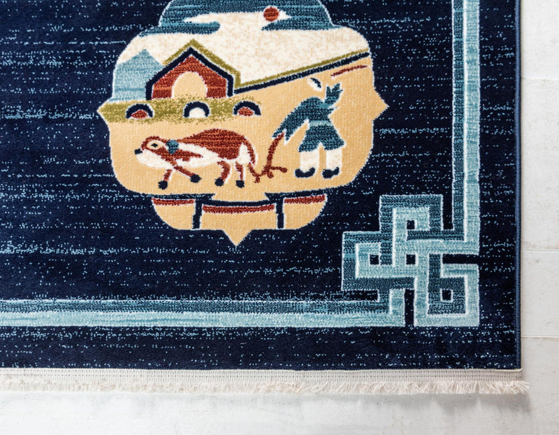 Silk Road Serenity Collection Area Rug -  Bukhara Rectangle Navy Blue  lifestyle 9