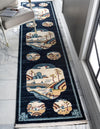 Silk Road Serenity Collection Area Rug -  Bukhara Runner Navy Blue  lifestyle 12