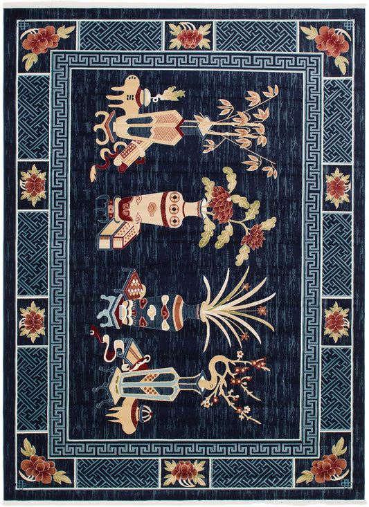 Silk Road Serenity Collection Area Rug -  Merv Rectangle Navy Blue Main
