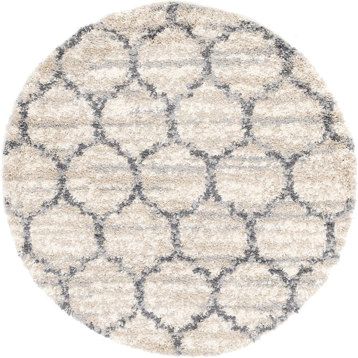 Cozy Cove Shag Collection Area Rug - Marina Round Beige  lifestyle 148