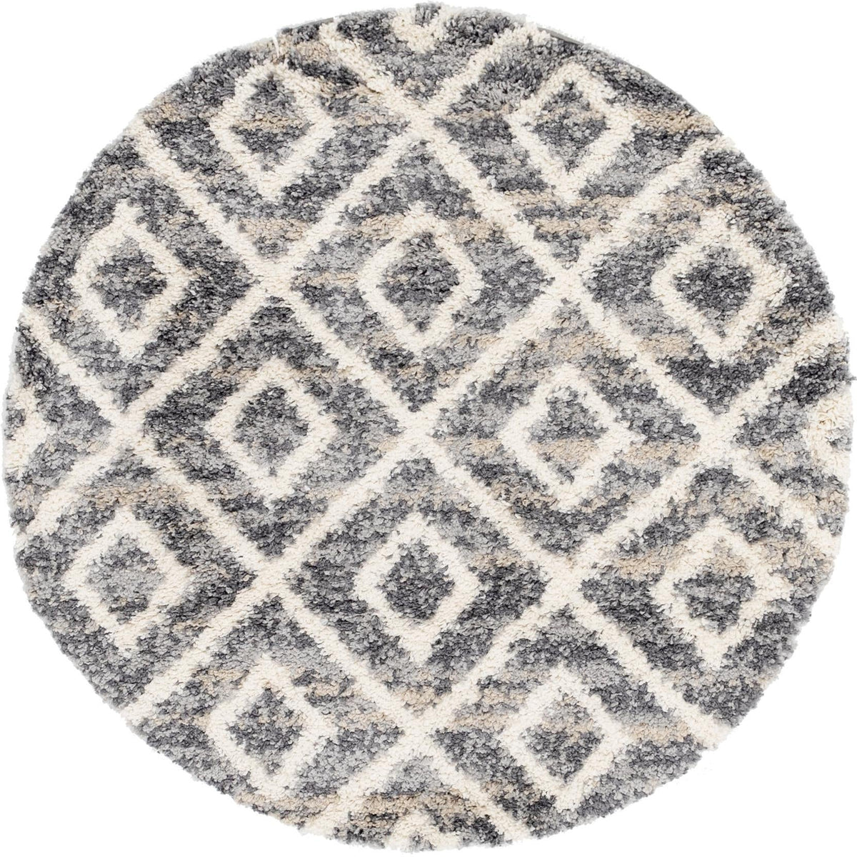 Cozy Cove Shag Collection Area Rug -  Dunes Round Gray  lifestyle 91