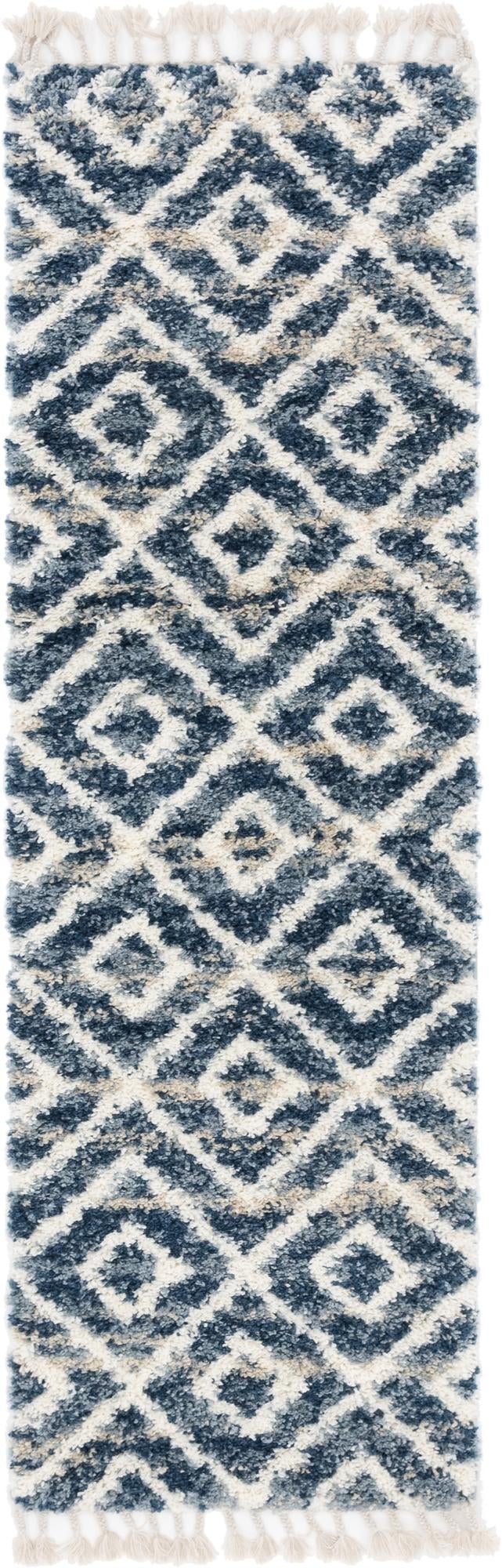 Cozy Cove Shag Collection Area Rug -  Dunes Runner Blue  lifestyle 120