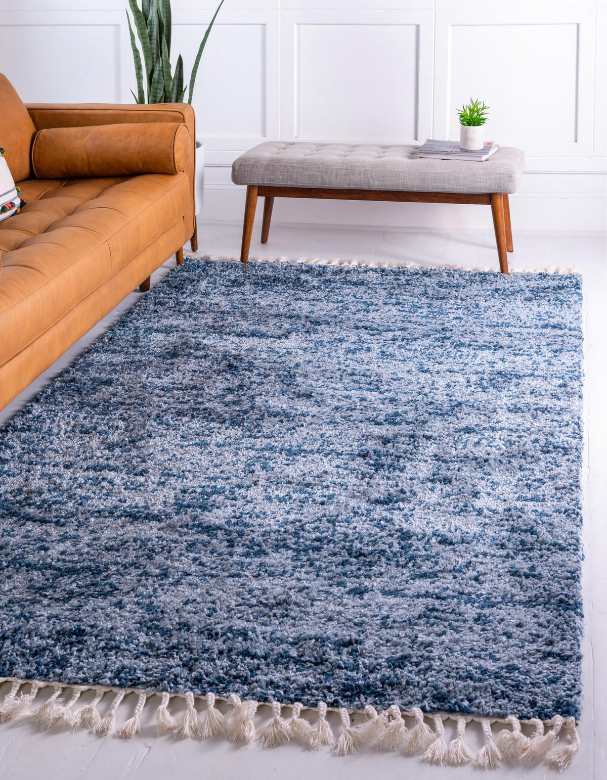 Cozy Cove Shag Collection Area Rug -  Harbor Rectangle Blue  lifestyle 4