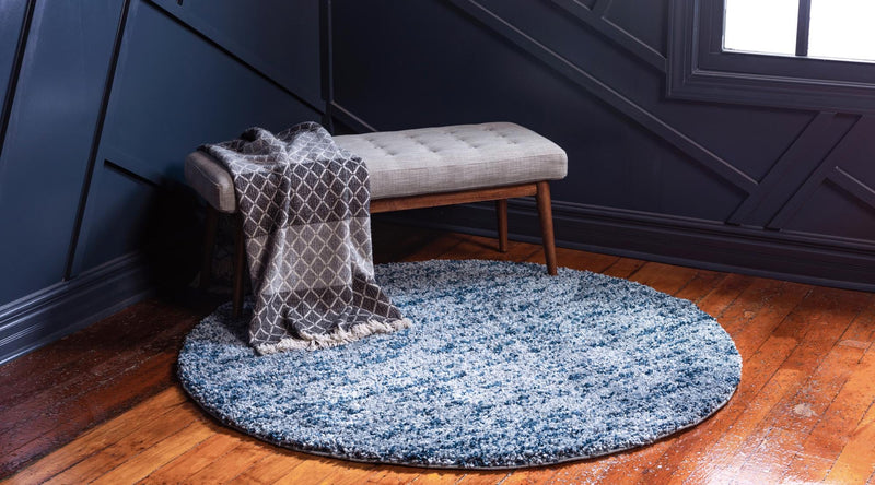 Cozy Cove Shag Collection Area Rug -  Harbor Round Blue  lifestyle 46