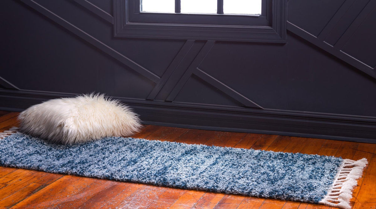 Cozy Cove Shag Collection Area Rug -  Harbor Runner Blue  lifestyle 102