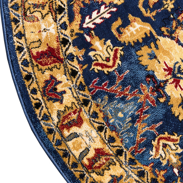 Savannah Elegance Collection Area Rug - Charleston Round Blue  lifestyle 36