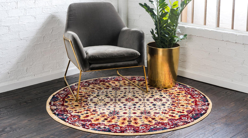 Savannah Elegance Collection Area Rug -  Beaufort Round Beige  lifestyle 43