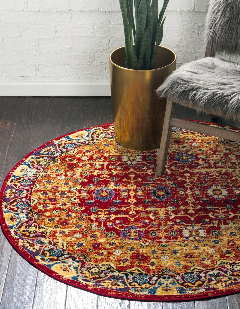 Savannah Elegance Collection Area Rug -  Beaufort Round Red  lifestyle 21