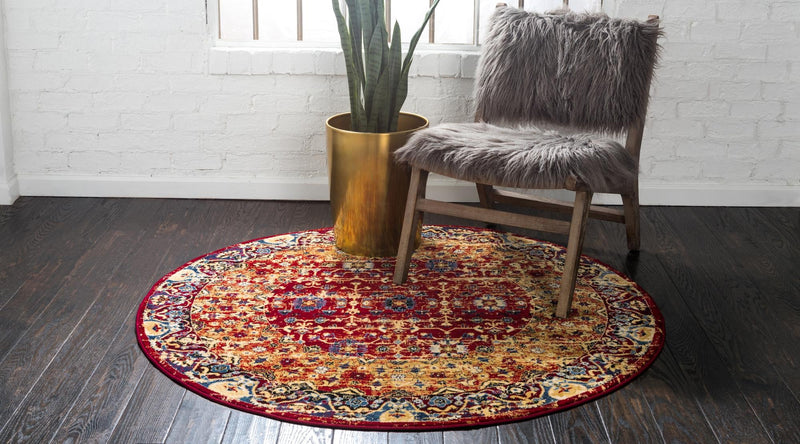 Savannah Elegance Collection Area Rug -  Beaufort Round Red  lifestyle 26