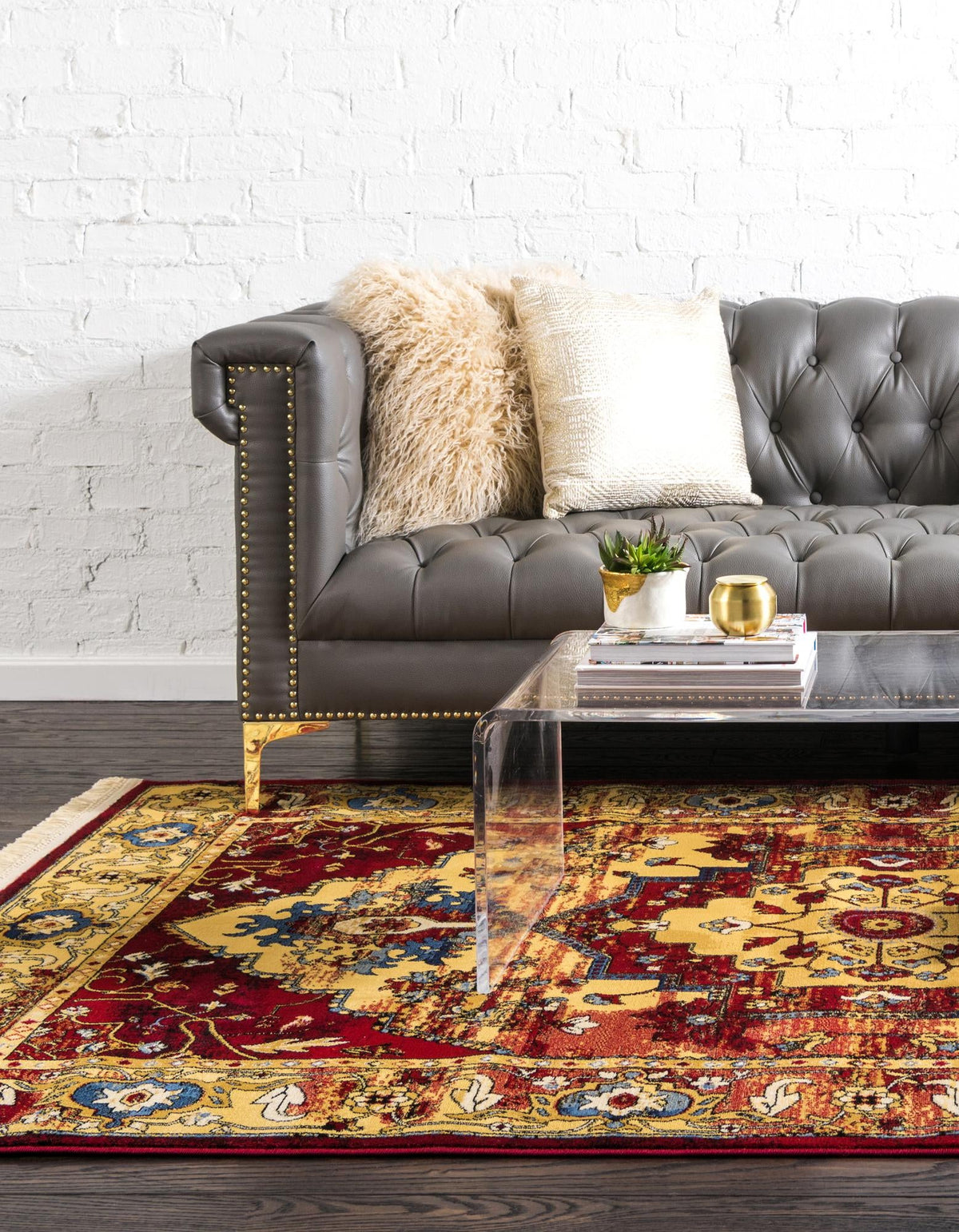 Savannah Elegance Collection Area Rug -  Augusta Rectangle Red  lifestyle 7