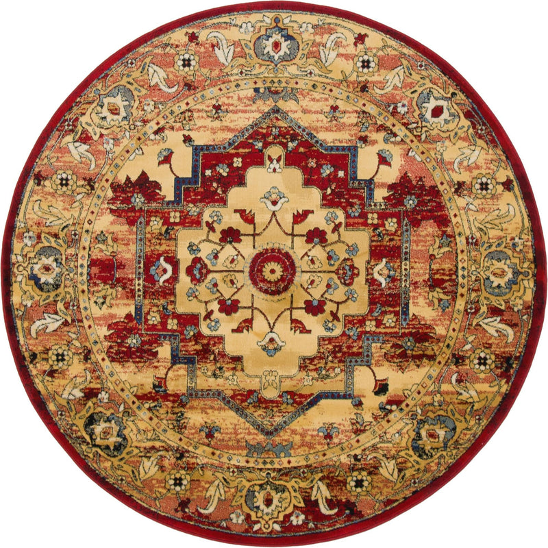 Savannah Elegance Collection Area Rug -  Augusta Round Red  lifestyle 32