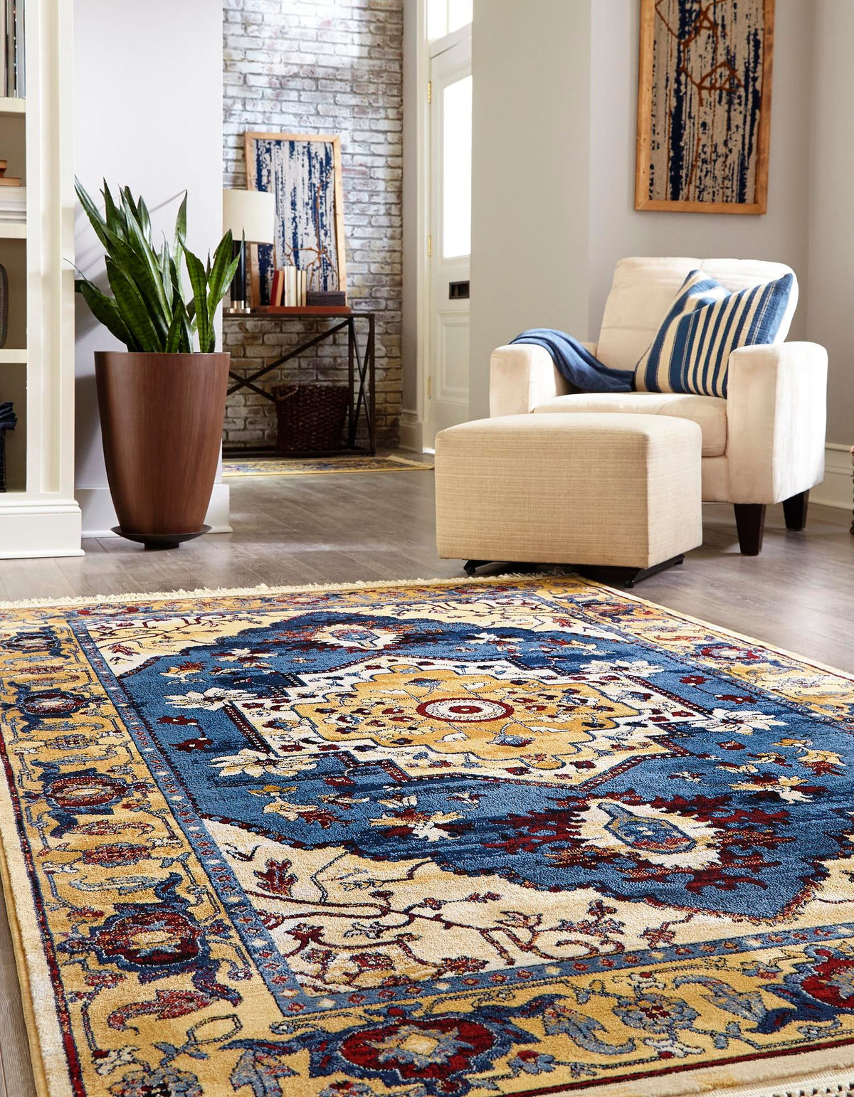 Savannah Elegance Collection Area Rug -  Augusta Rectangle Blue  lifestyle 6