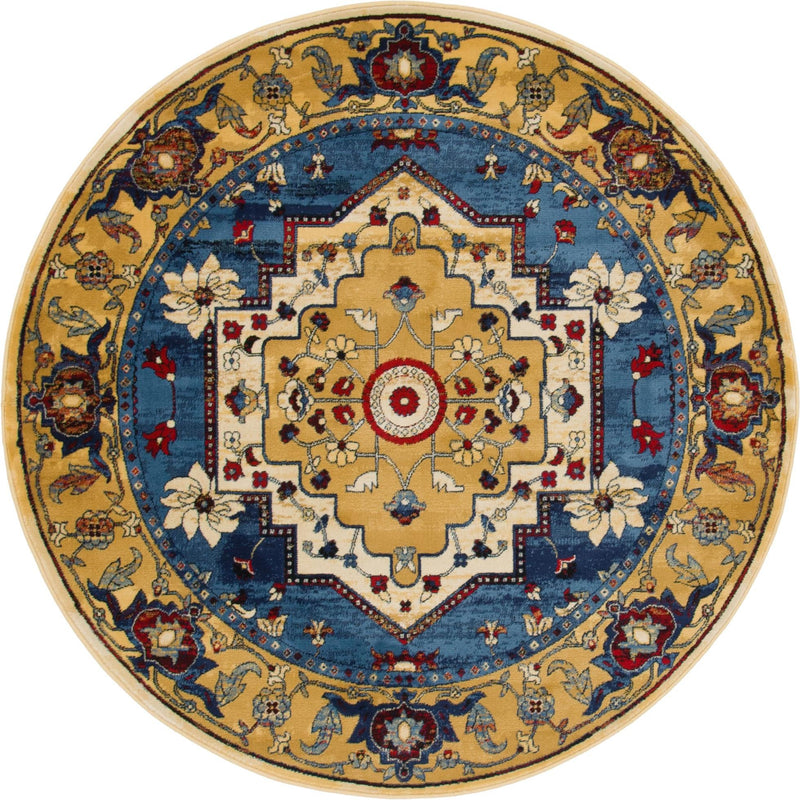 Savannah Elegance Collection Area Rug -  Augusta Round Blue  lifestyle 35