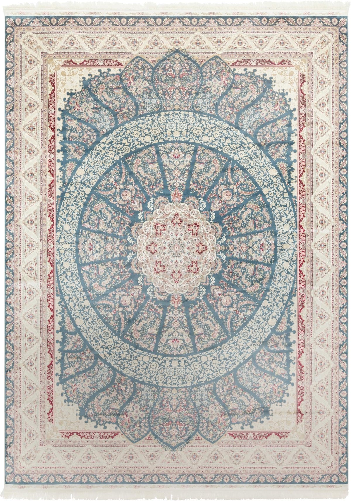 Persian Silk Elegance Collection Area Rug -  Tabriz Rectangle Blue Main