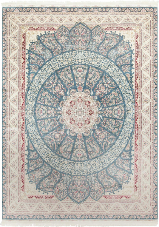 Persian Silk Elegance Collection Area Rug -  Tabriz Rectangle Blue Main