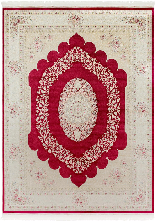 Persian Silk Elegance Collection Area Rug -  Kashan Rectangle Red Main